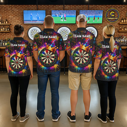 Funny Colorful Crown Dartboard Splash Darts Shirt For Women Custom Darts Jersey Team Polo & 1/4 Zip TDM5762