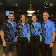Load image into Gallery viewer, Custom Grunge Black And Blue 8 Ball Billiard Shirt For Women, Pool Team Jersey Polo &amp; 1/4 Zip TDM5962