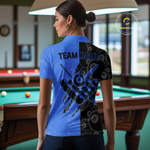 Load image into Gallery viewer, Custom Grunge Black And Blue 8 Ball Billiard Shirt For Women, Pool Team Jersey Polo &amp; 1/4 Zip TDM5962
