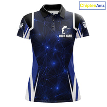 Load image into Gallery viewer, Custom 8 Ball Pool Billiard Shirt For Women, Blue Geometric Billiard Team Jersey Polo &amp; 1/4 Zip TDM6130