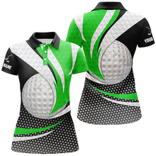 Load image into Gallery viewer, Green Black Womens Golf Polo Shirts Custom Golf Balls Golf Outfit For Ladies, Top Golf Gifts TDM1853
