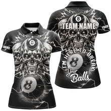 Load image into Gallery viewer, I&#39;m Here To Break Your Balls Custom Billiard Shirts For Women, Funny Skull 8 Ball Billiard Jerseys TDM1858