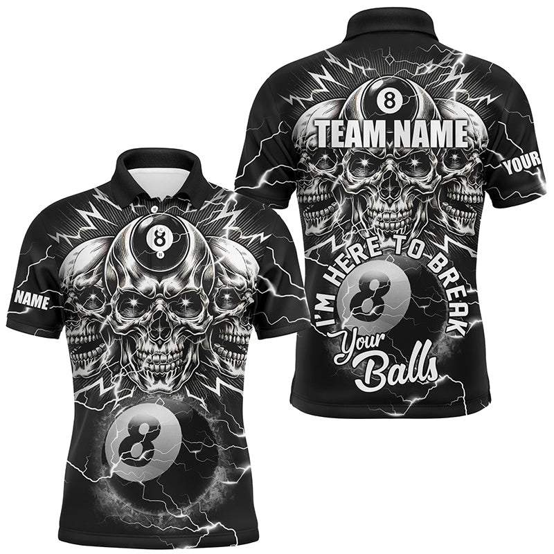 I'm Here To Break Your Balls Custom Billiard Shirts For Men, Funny Skull 8 Ball Billiard Jerseys TDM1858