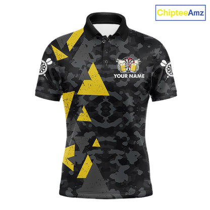 Darts and beer aim for fun drink for cheers darts polo shirt for men with custom darts team graphics.