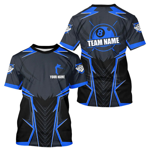 Personalized Blue 8 Ball Pool T Shirt For Men Custom Billiard T Shirt Team Jersey Uniform TDM3030