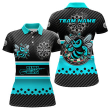 Load image into Gallery viewer, Black And Cyan Darts Bee Custom Name Darts Shirts For Women, Funny Darts Apparel, Best Darts Gifts TDM3264
