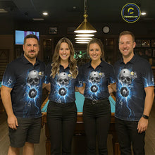 Load image into Gallery viewer, Blue Billiard 8 Ball &amp; 9 Ball Skull Pool Shirt For Women Custom Glass Break Billiard Team Jersey TDM5513