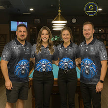 Load image into Gallery viewer, Personalized Grunge Spider Web 8 Ball Pool Billiard Shirt For Women, Billiard Team Jerseys |Blue TDM5518