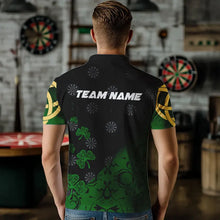 Load image into Gallery viewer, Black And Green St Patrick Day Luckiest Shamrock Dart Shirts For Men Custom Darts Team Jerseys TDM3457