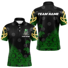Load image into Gallery viewer, Black And Green St Patrick Day Luckiest Shamrock Dart Shirts For Men Custom Darts Team Jerseys TDM3457