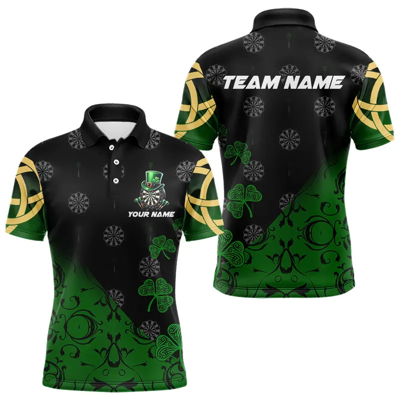 Black And Green St Patrick Day Luckiest Shamrock Dart Shirts For Men Custom Darts Team Jerseys TDM3457