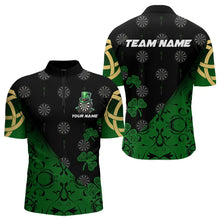 Load image into Gallery viewer, Black And Green St Patrick Day Luckiest Shamrock Dart Shirts For Men Custom Darts Team Jerseys TDM3457