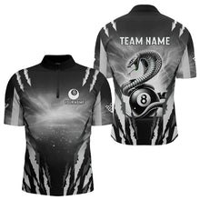 Load image into Gallery viewer, Personalized Thunder Lightning Cobra Snake Men Billiard Shirts, 8 Ball Billiard Team Jerseys |White TDM3609