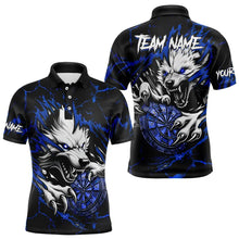 Load image into Gallery viewer, Personalized Wolf Lightning Darts Polo &amp; Quarter Zip Custom Dart Shirts For Men Darts Jerseys |Blue TDM3610