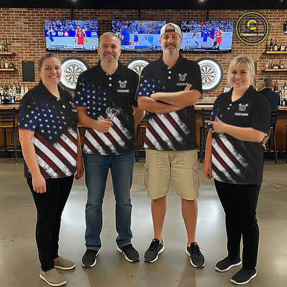 Vintage American Flag Eagle Darts Shirt For Women Custom Patriotic Darts Team Jersey Polo & 1/4 Zip TDM5968
