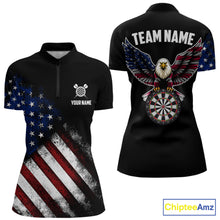 Load image into Gallery viewer, Vintage American Flag Eagle Darts Shirt For Women Custom Patriotic Darts Team Jersey Polo &amp; 1/4 Zip TDM5968