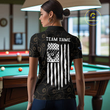 Load image into Gallery viewer, Personalized Texas Flag 8 Ball Pool Shirt For Women Custom US Flag Billiard Jersey Polo &amp; 1/4 Zip TDM6137