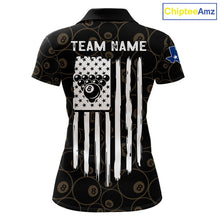 Load image into Gallery viewer, Personalized Texas Flag 8 Ball Pool Shirt For Women Custom US Flag Billiard Jersey Polo &amp; 1/4 Zip TDM6137