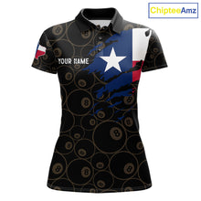 Load image into Gallery viewer, Personalized Texas Flag 8 Ball Pool Shirt For Women Custom US Flag Billiard Jersey Polo &amp; 1/4 Zip TDM6137