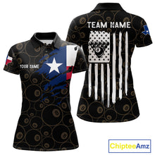 Load image into Gallery viewer, Personalized Texas Flag 8 Ball Pool Shirt For Women Custom US Flag Billiard Jersey Polo &amp; 1/4 Zip TDM6137
