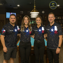Load image into Gallery viewer, Personalized Texas Flag 8 Ball Pool Shirt For Women Custom US Flag Billiard Jersey Polo &amp; 1/4 Zip TDM6137