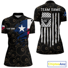 Load image into Gallery viewer, Personalized Texas Flag 8 Ball Pool Shirt For Women Custom US Flag Billiard Jersey Polo &amp; 1/4 Zip TDM6137