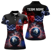 Load image into Gallery viewer, Custom American Flag Smoke 8 Ball Pool Billiard Polo &amp; 1/4 Zip For Women, Patriotic Billiard Jerseys TDM3470