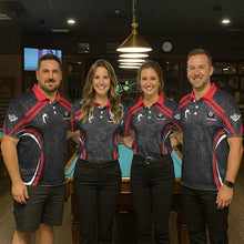 Load image into Gallery viewer, Black And Red 8 Ball Flame Billiard Shirt For Women Custom Pool Team Shirt, Billiard Jersey TDM5790