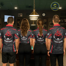 Load image into Gallery viewer, Black And Red 8 Ball Flame Billiard Shirt For Women Custom Pool Team Shirt, Billiard Jersey TDM5790