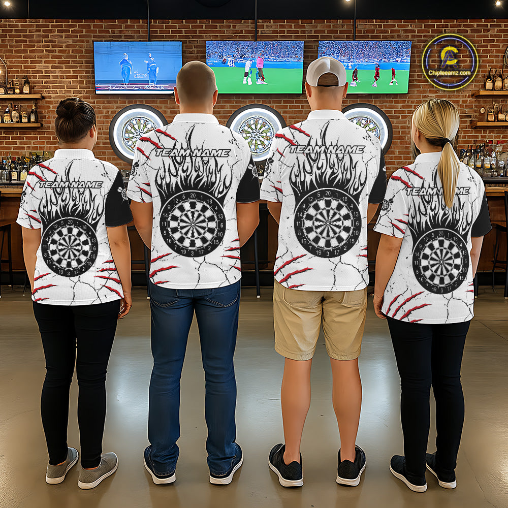 White Black Grunge Wolf Darts Shirts For Women Custom Darts Team Jersey Polo & Quarter Zip TDM5534