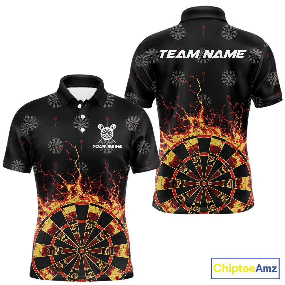 Personalized Flame Darts Polo & Quarter Zip Custom Darts Shirt For Men, Darts Team Jersey TDM5536