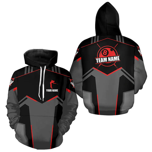 Personalized 8 Ball Hoodie For Pool Player Custom Billiard Hoodie Team Jersey | Red TDM2323