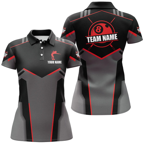 Billiard Jerseys For Women Custom Polo & Quarter-Zip Billiard Shirts, Team Pooler Short Sleeve|Red TDM2323