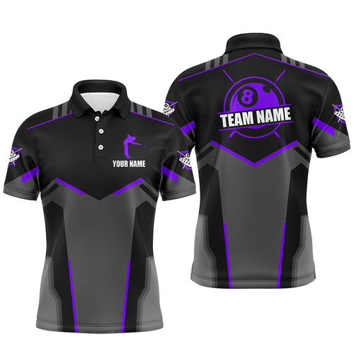 Billiard Jerseys For Men Custom Polo & Quarter-Zip Billiard Shirts, Team Pooler Short Sleeve |Purple TDM2325