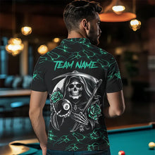 Load image into Gallery viewer, Turquoise Funny Death Skeleton Roses 8 Ball Pool Men Billiard Shirts Custom Thunder Billiard Jersey TDM3630