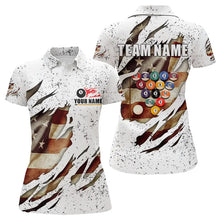 Load image into Gallery viewer, Billiard Ball Retro US Flag White Grunge Billiard Shirt For Women Custom 8 Ball Pool Billiard Jersey TDM3636