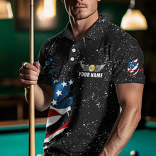Load image into Gallery viewer, Black Grunge Eagle American Flag Custom 9 Ball Pool Men's Billiard Shirts, Billiard Team Jerseys TDM3779