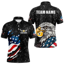 Load image into Gallery viewer, Black Grunge Eagle American Flag Custom 9 Ball Pool Men's Billiard Shirts, Billiard Team Jerseys TDM3779