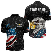 Load image into Gallery viewer, Black Grunge Eagle American Flag Custom 9 Ball Pool Men's Billiard Shirts, Billiard Team Jerseys TDM3779