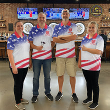 Load image into Gallery viewer, Personalized American Flag Eagle Darts Shirts For Women, Patriotic Darts Jersey Team Polo &amp; 1/4 Zip TDM6406