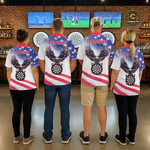 Load image into Gallery viewer, Personalized American Flag Eagle Darts Shirts For Women, Patriotic Darts Jersey Team Polo &amp; 1/4 Zip TDM6406
