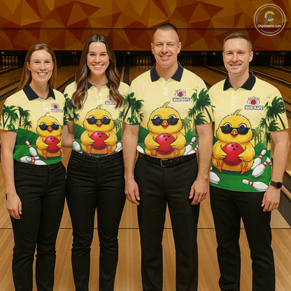 Custom Cute Chicken Summer Bowling Shirts For Women, Funny Bowling Team Jersey Polo & 1/4 Zip TDM6591