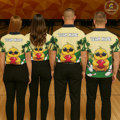 Custom Cute Chicken Summer Bowling Shirts For Women, Funny Bowling Team Jersey Polo & 1/4 Zip TDM6591