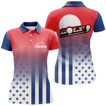 Load image into Gallery viewer, Personalized Patriotic US Flag Womens Golf Polo Shirts, Best 4Th Of July Golf Outfits For Ladies TDM1892