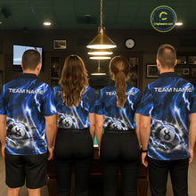 Load image into Gallery viewer, Blue 8 Ball Thunder Lightning Billiard Shirt For Women Custom Pool Team Jersey Polo &amp; Quarter Zip TDM6170
