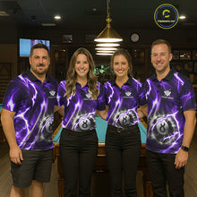 Load image into Gallery viewer, Purple 8 Ball Thunder Lightning Billiard Shirt For Women Custom Pool Team Jersey Polo &amp; Quarter Zip TDM6171