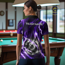 Load image into Gallery viewer, Purple 8 Ball Thunder Lightning Billiard Shirt For Women Custom Pool Team Jersey Polo &amp; Quarter Zip TDM6171