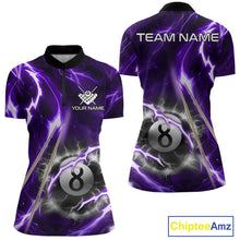 Load image into Gallery viewer, Purple 8 Ball Thunder Lightning Billiard Shirt For Women Custom Pool Team Jersey Polo &amp; Quarter Zip TDM6171