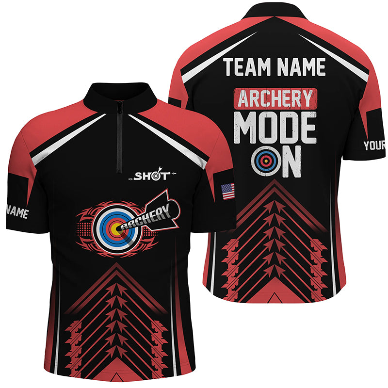Personalized 3d Archery Target Mode On Men Quarter-Zip Shirts Custom Red Archery Jerseys  TDM0427