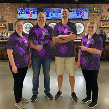 Load image into Gallery viewer, Black And Purple Dartboard Roses And Dragon Darts Polo &amp; 1/4 Zip Custom Women's Darts Team Jersey TDM5803